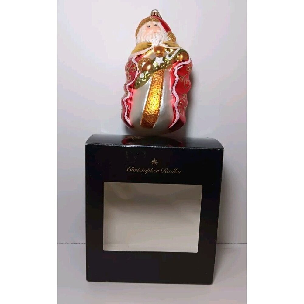 Vintage Christopher Radko Santa Christmas Ornament Handblown Glass